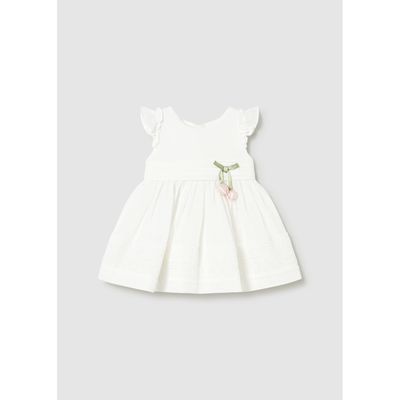 OFF WHITE DRESS W/GUIPURE LACE TRIM / 1907-042
