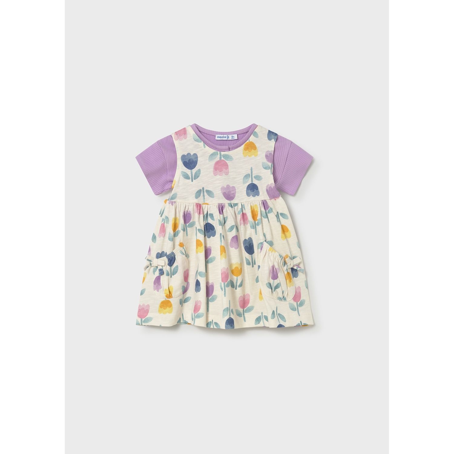 2PC LILAC & CREAM PRINTED DRESS & TOP / 1922-068