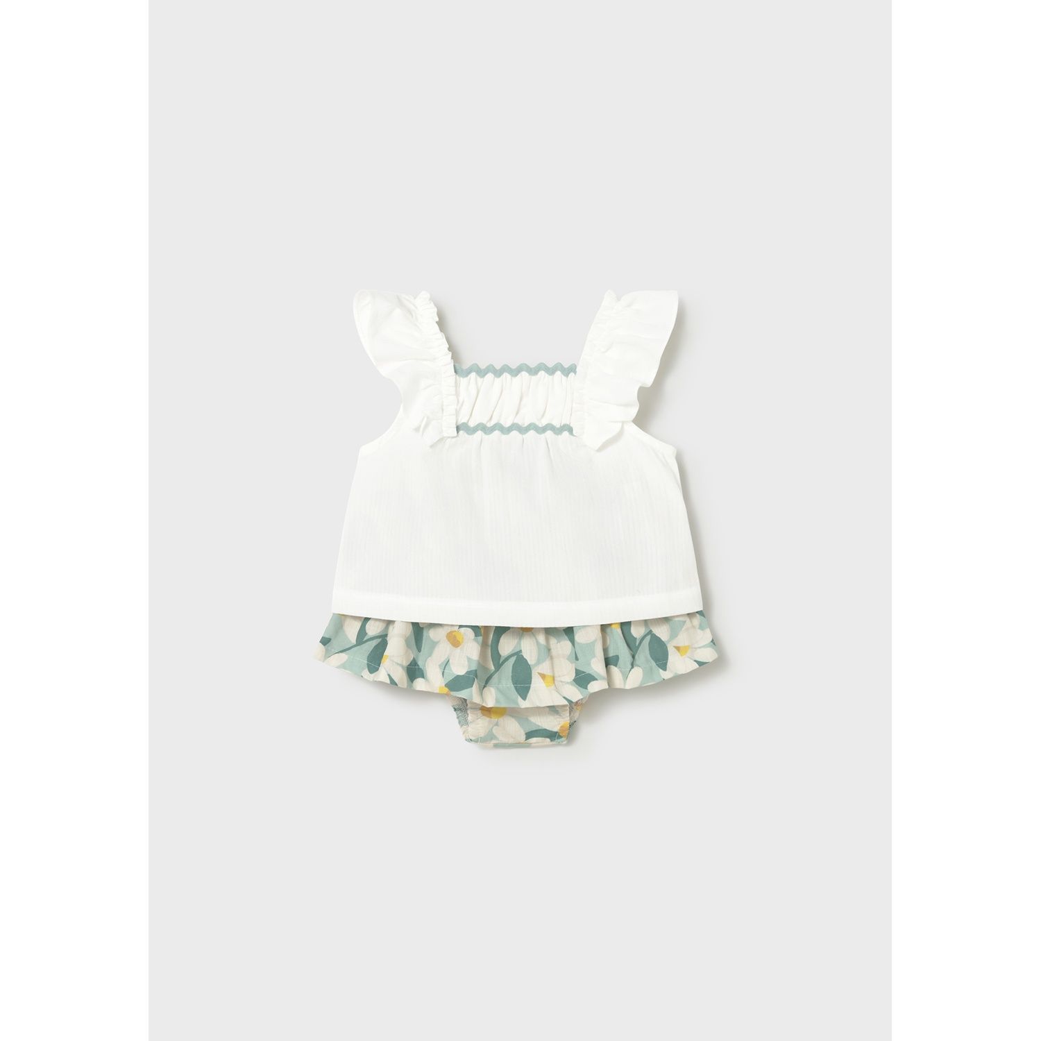 2PC CREAM & GRN. FLORAL PRINTED SHORT / 1932-073