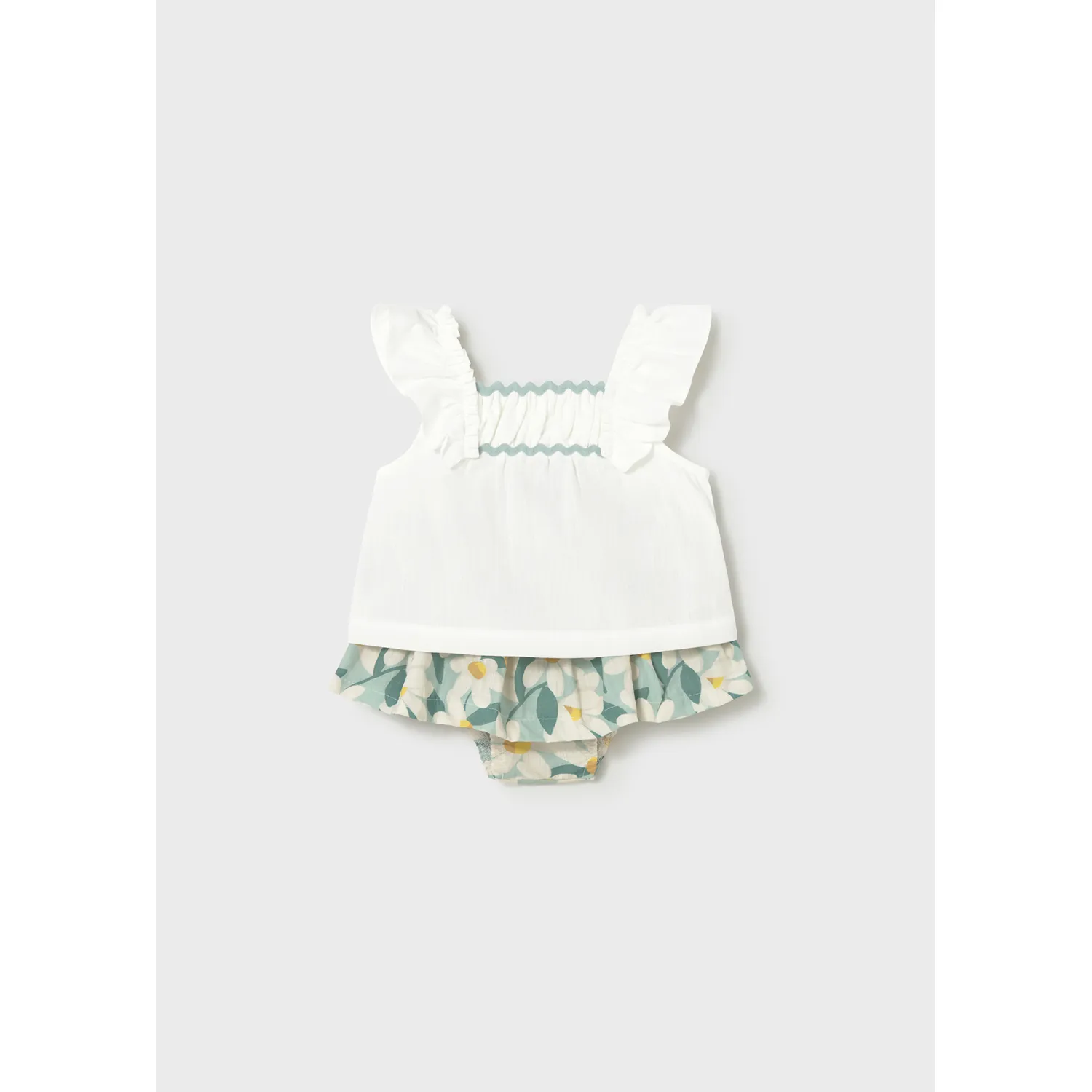 2PC CREAM & GRN. FLORAL PRINTED SHORT / 1932-073