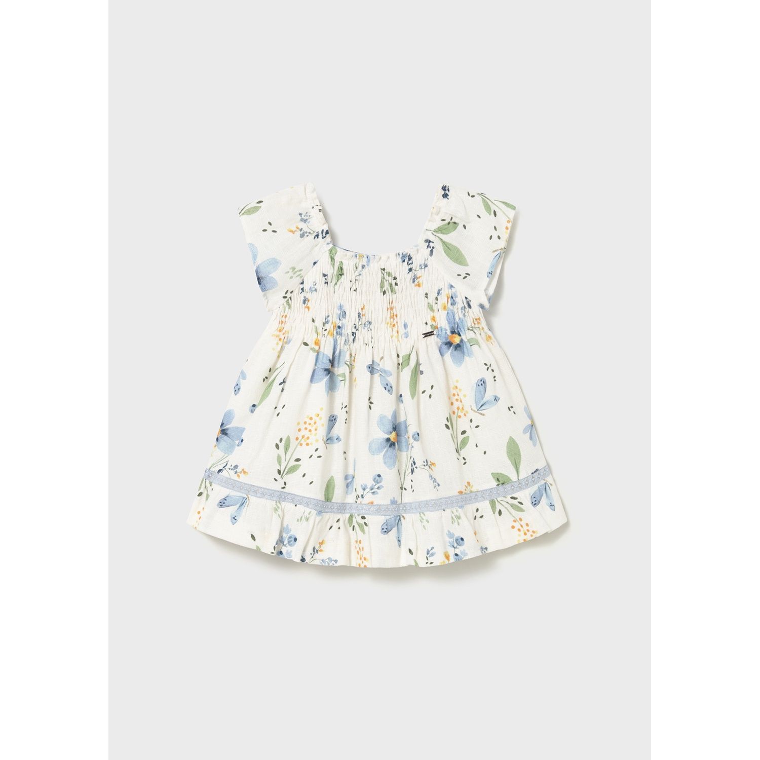 CREAM & SKY BLUE PRINTED DRESS / 1992-094