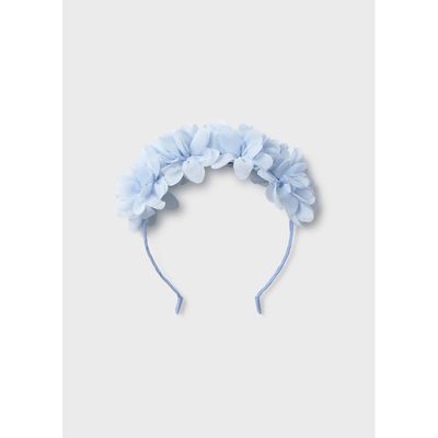SKY BLUE FLOWER HEADBAND TULLE & ORGANZA / 10154-063