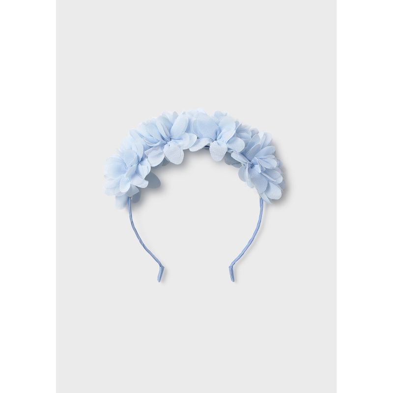 SKY BLUE FLOWER HEADBAND TULLE & ORGANZA / 10154-063