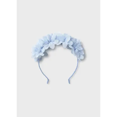 SKY BLUE FLOWER HEADBAND TULLE & ORGANZA / 10154-063