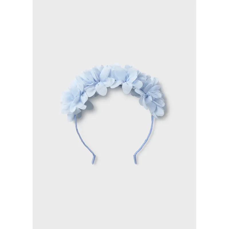 SKY BLUE FLOWER HEADBAND TULLE & ORGANZA / 10154-063