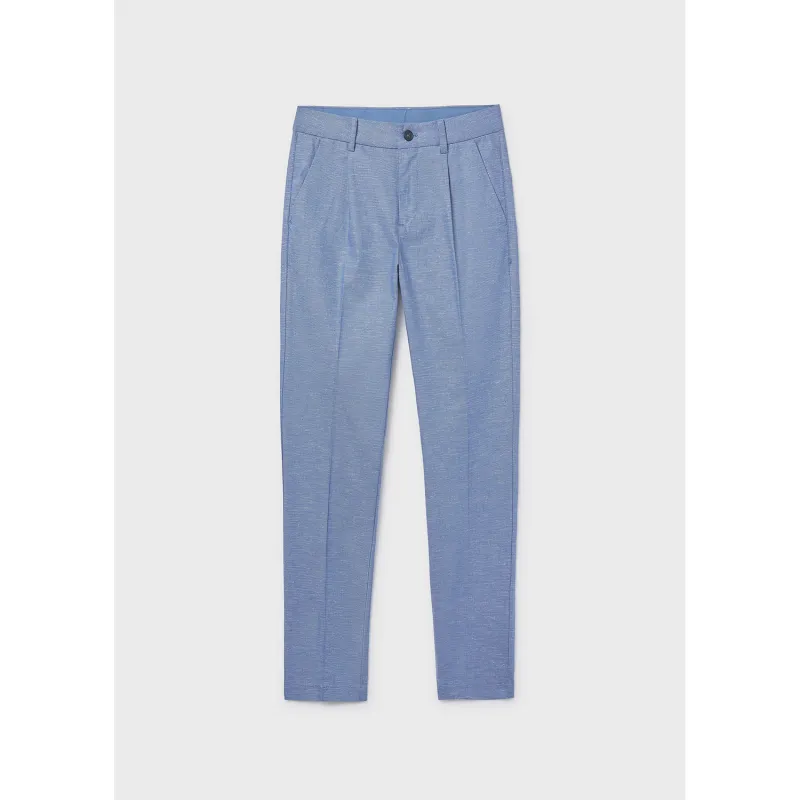 INDIGO BLUE LINEN PANT CHINO TAILORING / 6562-017