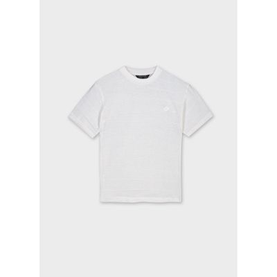 CREAM KNIT TSHIRT SHORT SLEEVE STRIPE EFFECT / 6029-010
