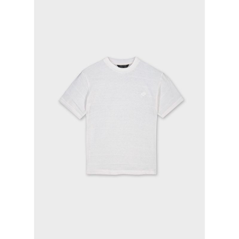 CREAM KNIT TSHIRT SHORT SLEEVE STRIPE EFFECT / 6029-010