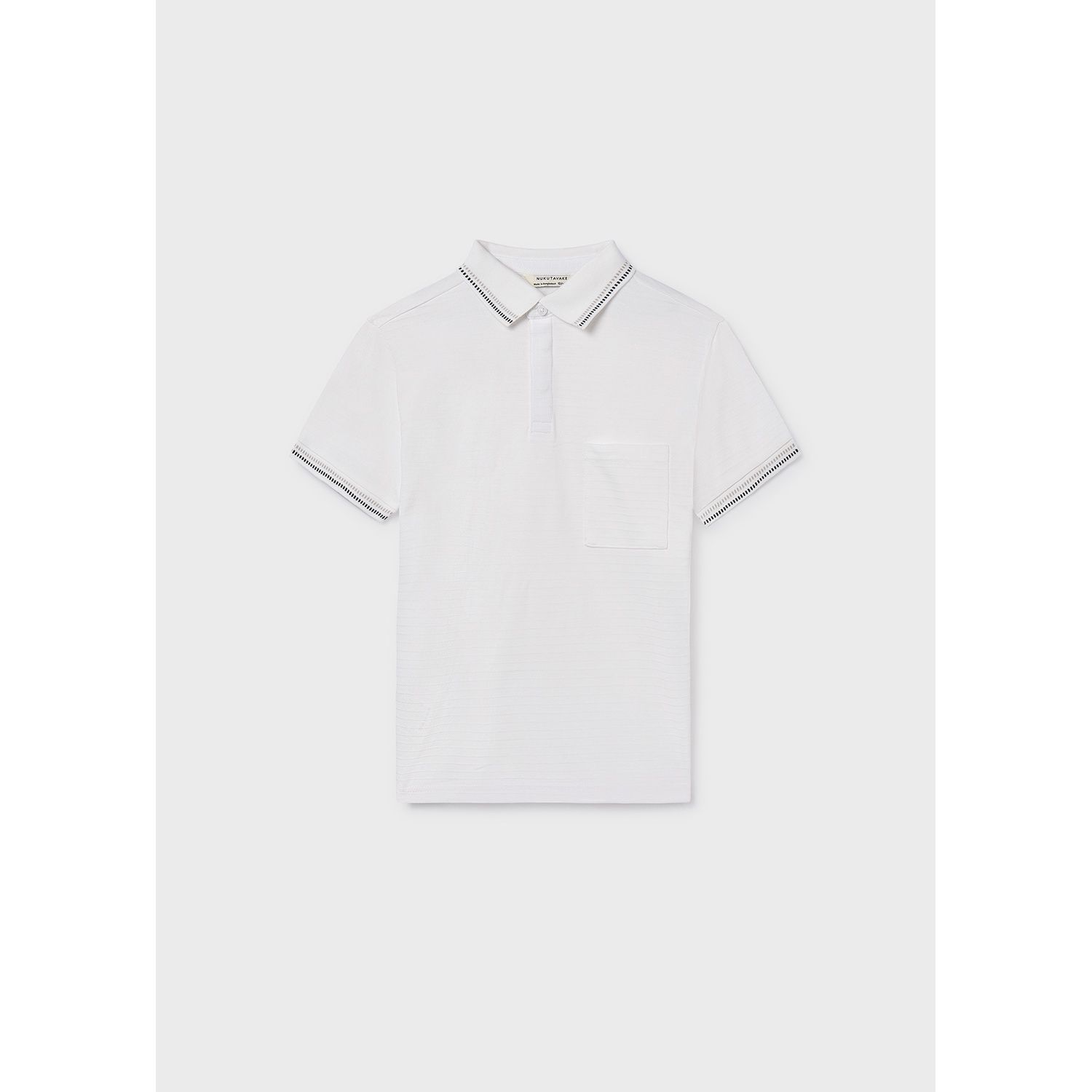 CREAM POLO SHORT SLEEVE POCKET BLK COLLAR TRIM / 6164-057