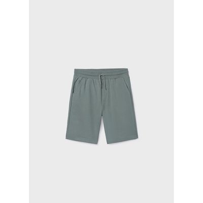 GREEN FLEECE SHORTS 2POCKETS ELASTIC WAIST / 600-047