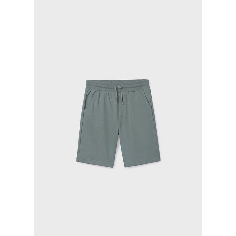 GREEN FLEECE SHORTS 2POCKETS ELASTIC WAIST / 600-047