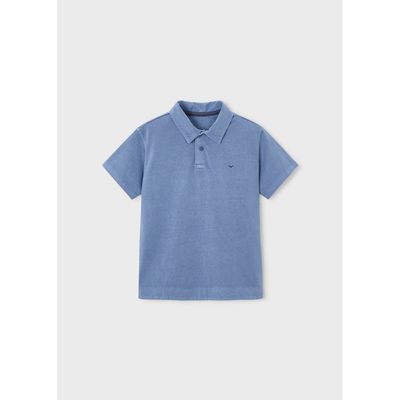 GREY BLUE POLO TOP SHORT SLEEVE OVERDYED / 6177-405