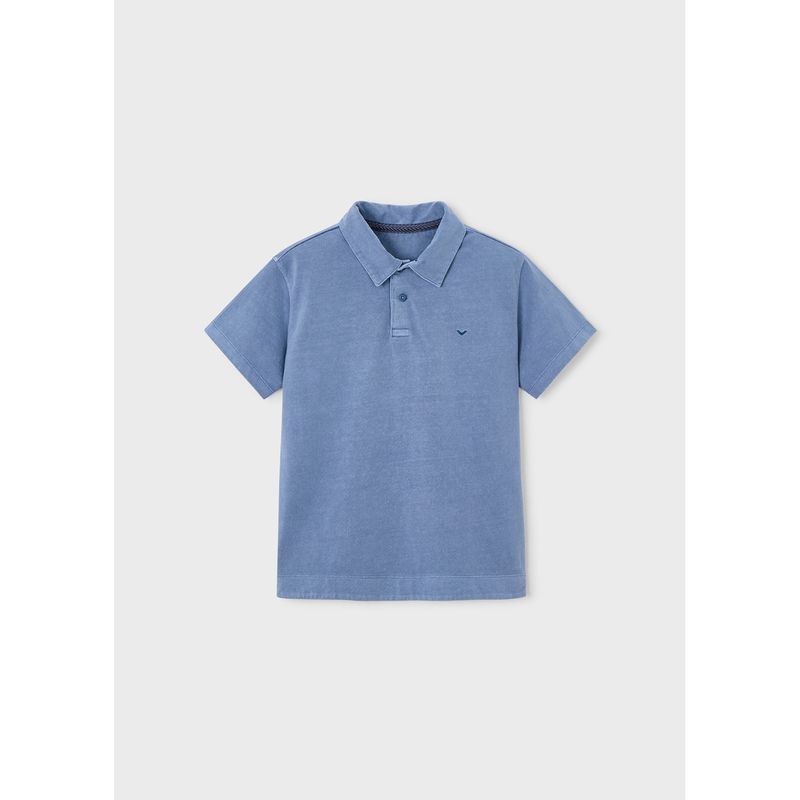 GREY BLUE POLO TOP SHORT SLEEVE OVERDYED / 6177-405