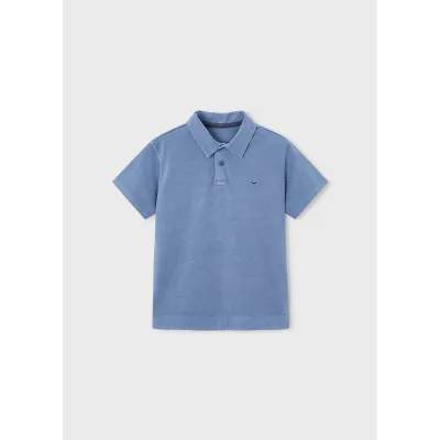 GREY BLUE POLO TOP SHORT SLEEVE OVERDYED / 6177-405