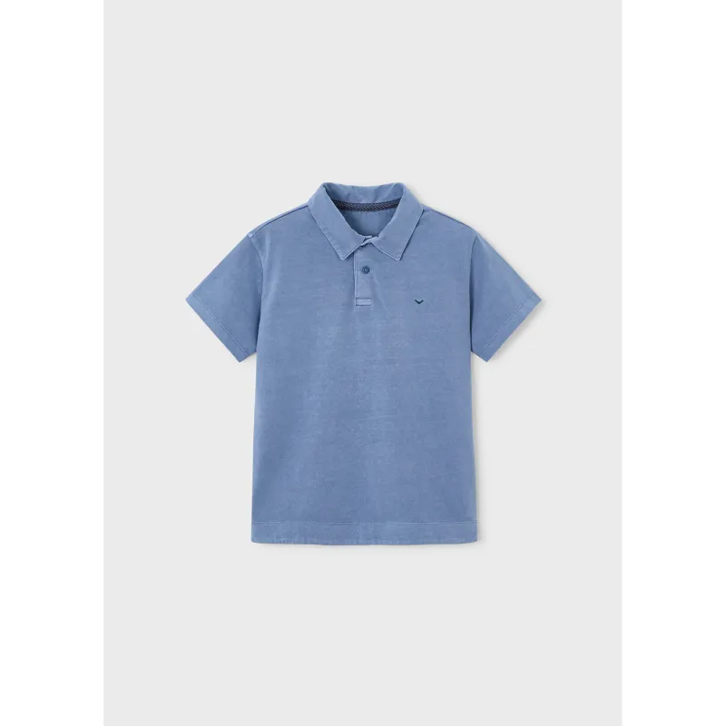 GREY BLUE POLO TOP SHORT SLEEVE OVERDYED / 6177-405