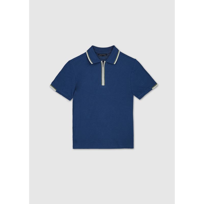 OCEAN BLUE POLO TOP ZIP CLOSURE SHORT SLEEVE / 6166-068
