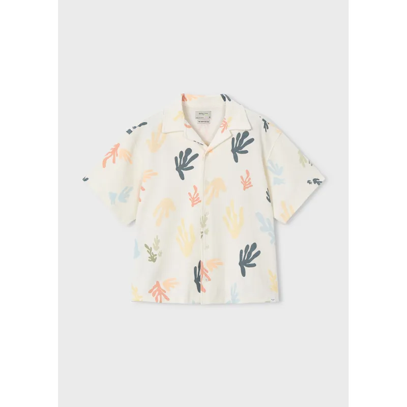 CREAM SHIRT MCL PRINT SHORT SLEEVE KNITLIKE / 6178-301