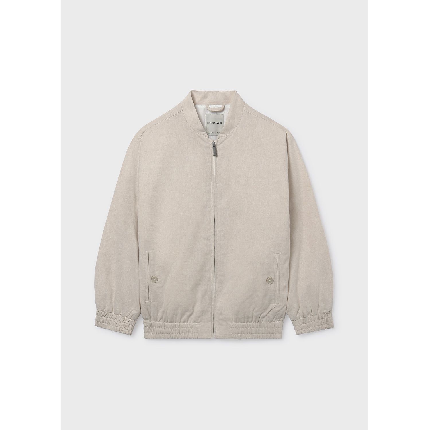 BEIGE LINEN BOMBER JACKET ZIP CLOSURE / 6414-019