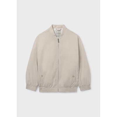 BEIGE LINEN BOMBER JACKET ZIP CLOSURE / 6414-019