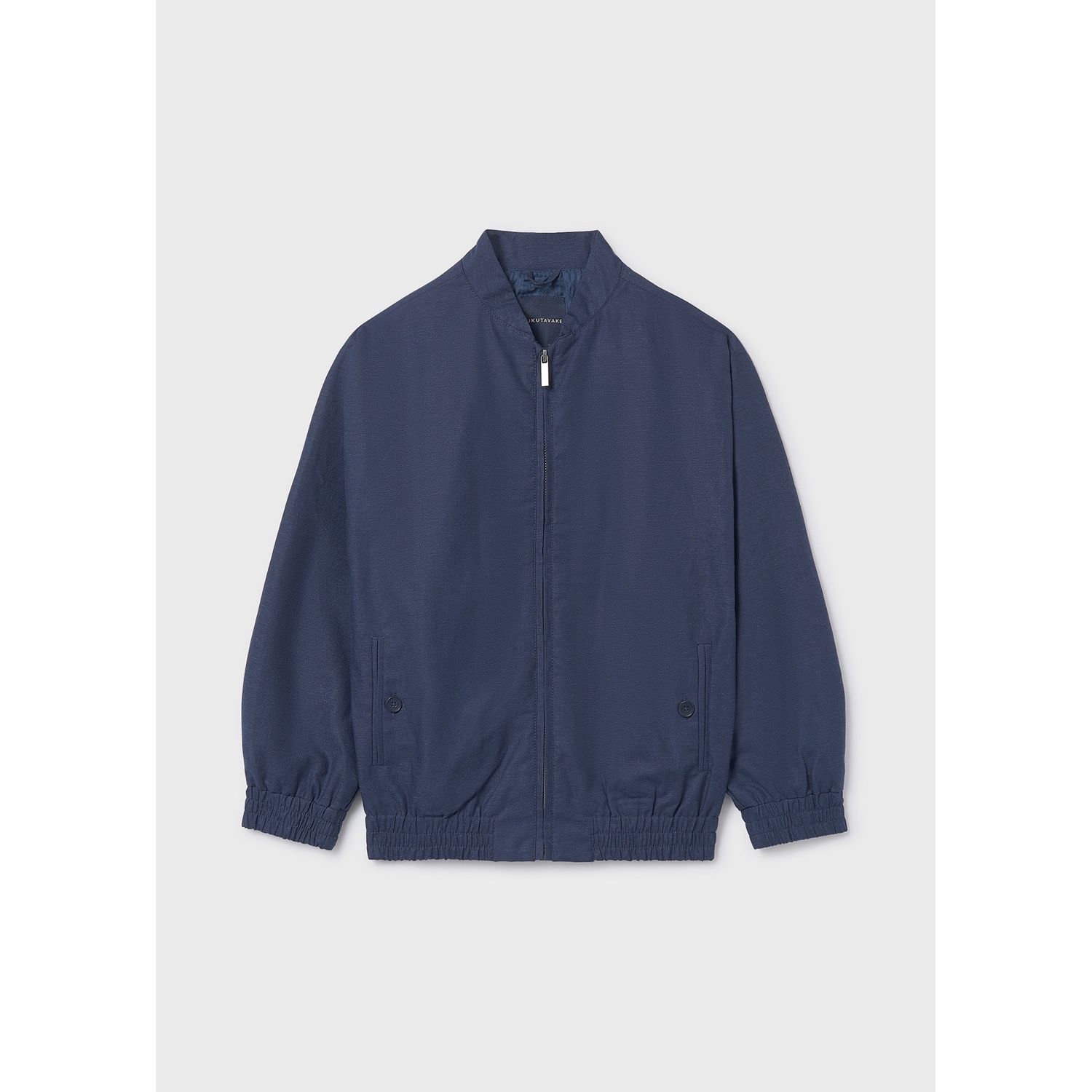 NAVY BOMBER LINEN JACKET ZIP CLOSURE / 6414-018
