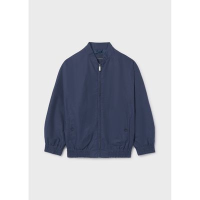 NAVY BOMBER LINEN JACKET ZIP CLOSURE / 6414-018