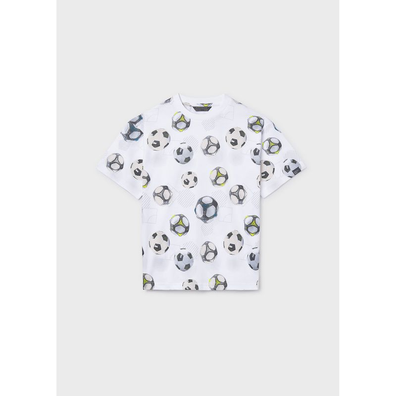CREAM TSHIRT SOCCER BALL PRINT SHORT SLEEVE / 6038-039
