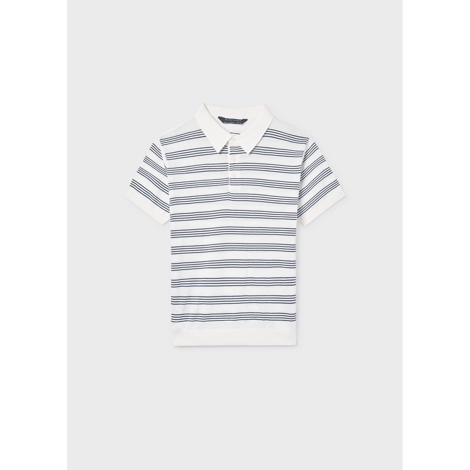CREAM & NAVY STRIPE POLO TOP-SHORT SLEEVE / 6162-046