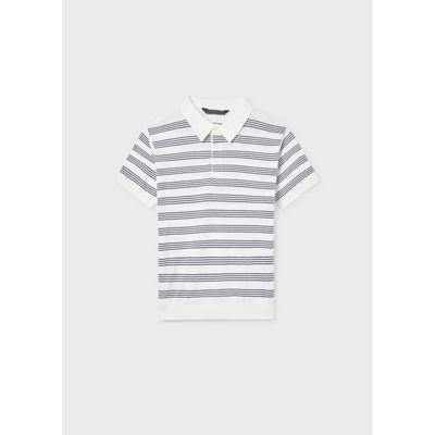 CREAM & NAVY STRIPE POLO TOP-SHORT SLEEVE / 6162-046