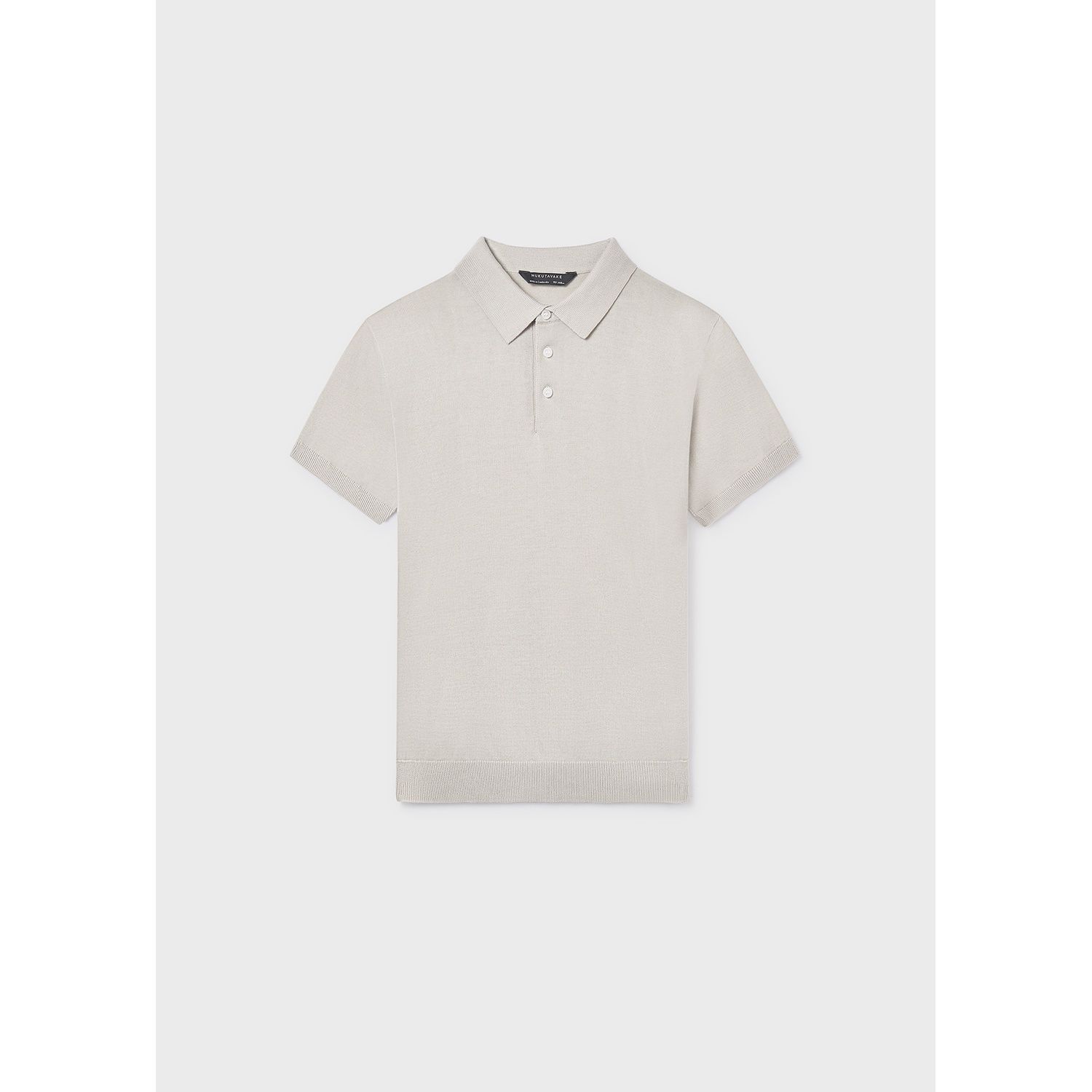 TAUPE KNIT POLO TOP SHORT SLEEVE / 6162-047
