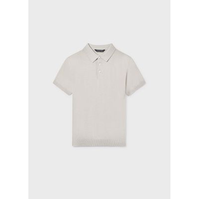 TAUPE KNIT POLO TOP SHORT SLEEVE / 6162-047