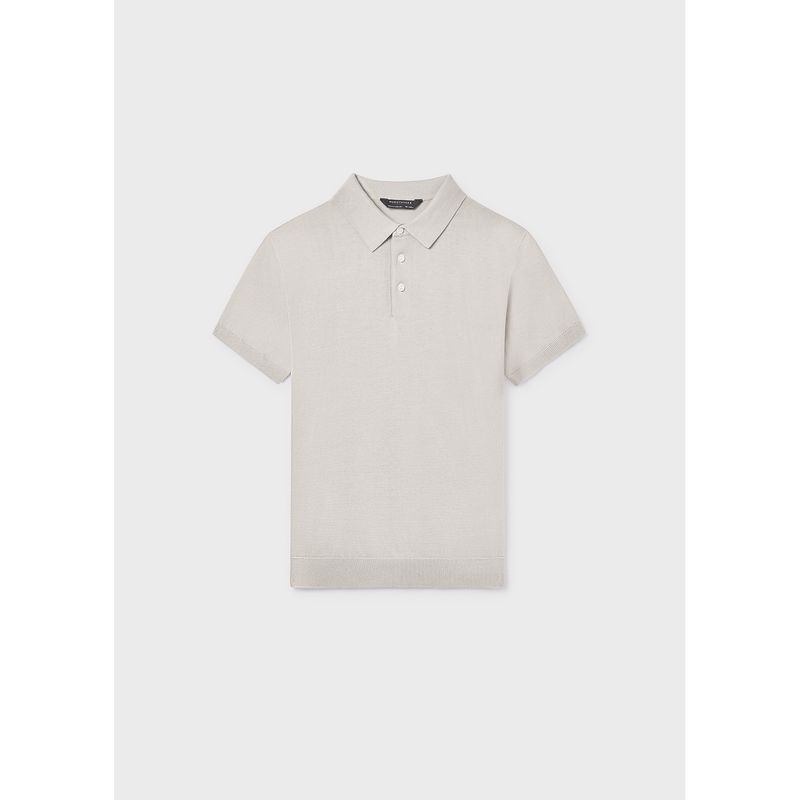 TAUPE KNIT POLO TOP SHORT SLEEVE / 6162-047