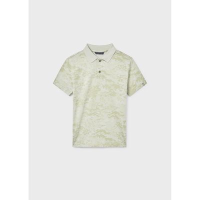 GREEN PRINTED POLO TOP SHORT SLEEVE / 6169-073