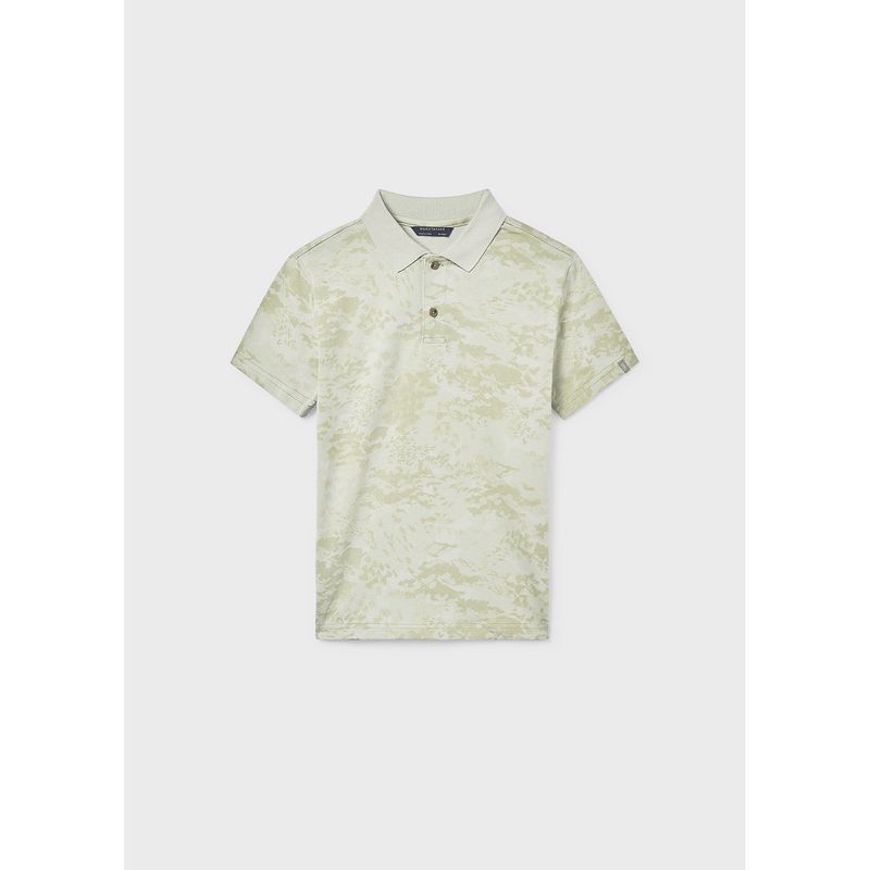 GREEN PRINTED POLO TOP SHORT SLEEVE / 6169-073