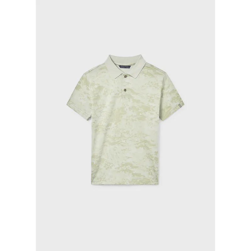 GREEN PRINTED POLO TOP SHORT SLEEVE / 6169-073