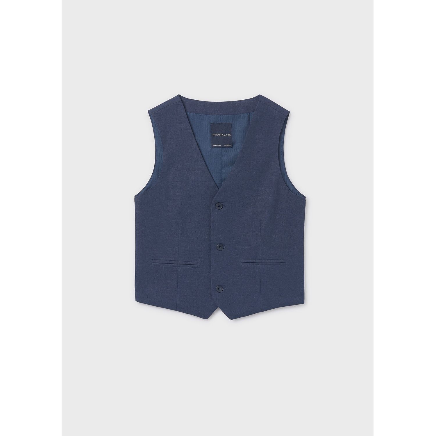 NAVY VEST LINEN LIKE 3 BUTTON / 6357-018