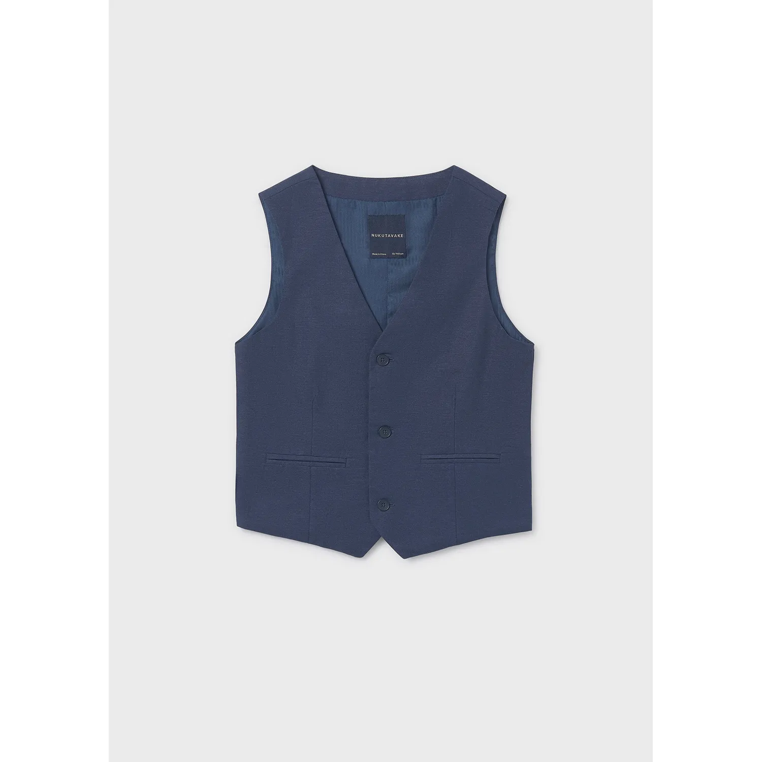 NAVY VEST LINEN LIKE 3 BUTTON / 6357-018