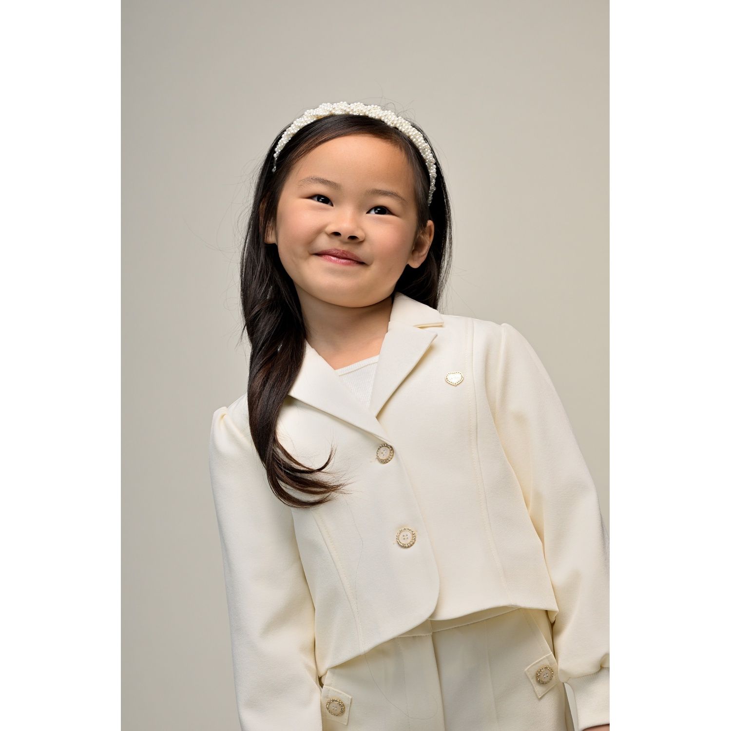 CREAM JACKET RHINESTONE BOTTONS KNIT CUFFS / C511-5155-005