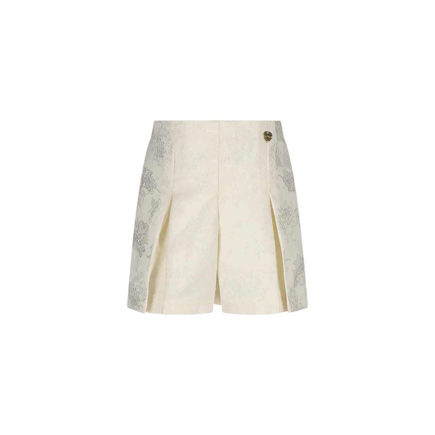 CREAM SHORTS W/PLEATS EMBOSSED PRINT / C511-5605-005