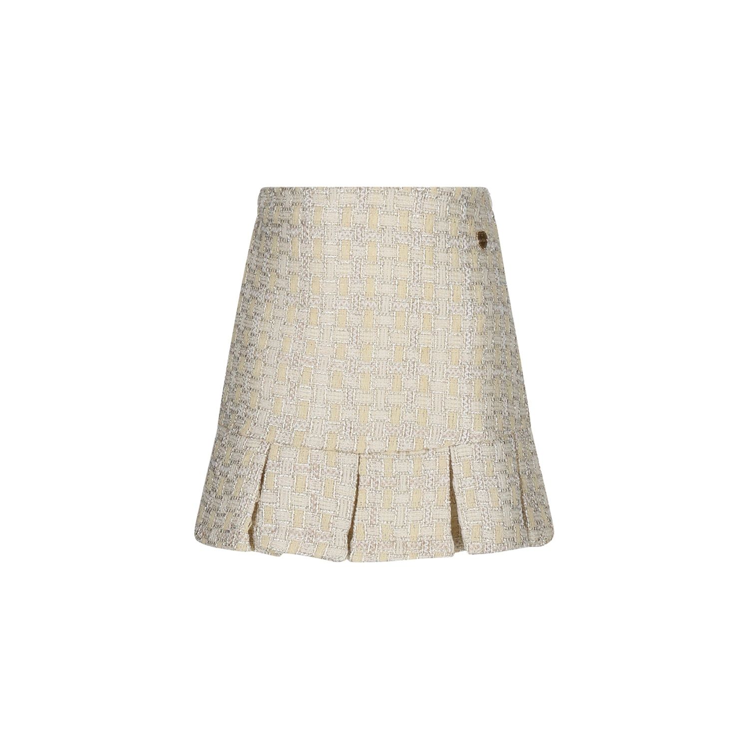 GOLDEN GLOW TWEED SKIRT PLEATED HEM / C511-5725-409