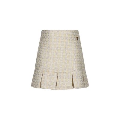 GOLDEN GLOW TWEED SKIRT PLEATED HEM / C511-5725-409