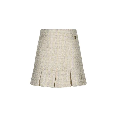 GOLDEN GLOW TWEED SKIRT PLEATED HEM / C511-5725-409