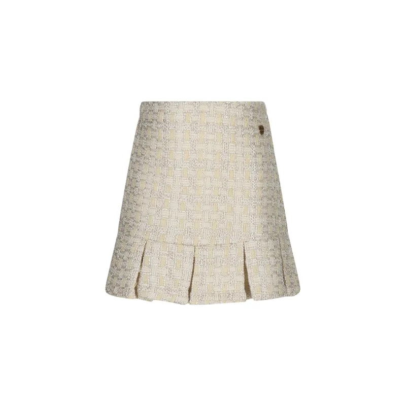 GOLDEN GLOW TWEED SKIRT PLEATED HEM / C511-5725-409