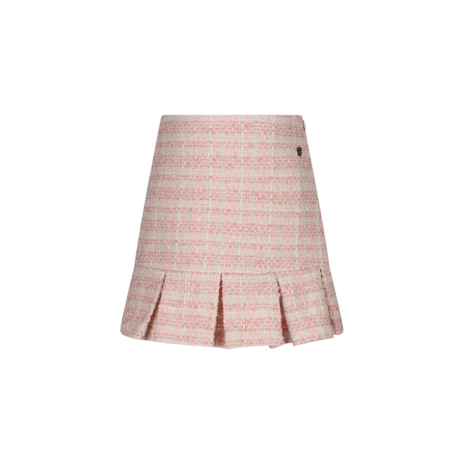 PINK TWEED SKIRT PLEATED HEM / C511-5725-228