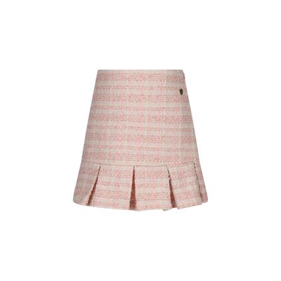 PINK TWEED SKIRT PLEATED HEM / C511-5725-228