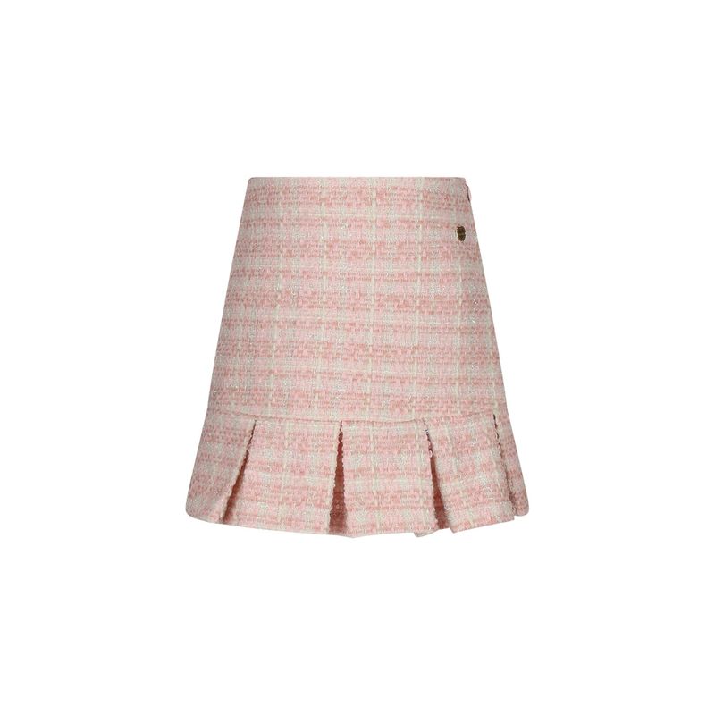 PINK TWEED SKIRT PLEATED HEM / C511-5725-228