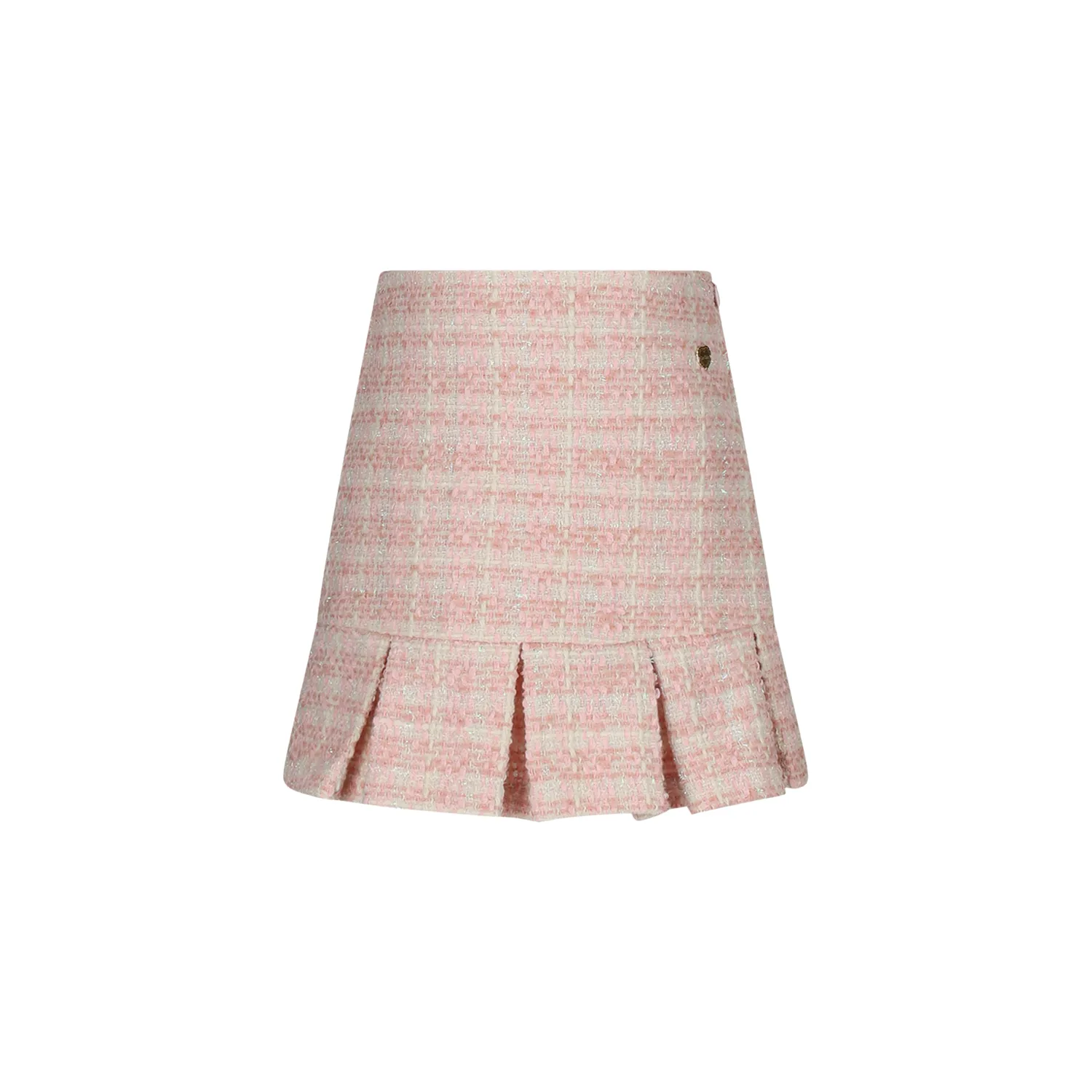 PINK TWEED SKIRT PLEATED HEM / C511-5725-228
