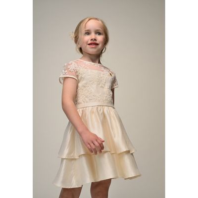CREAM DRESS LACE TOP LAYERED SKIRT / C511-5830-403