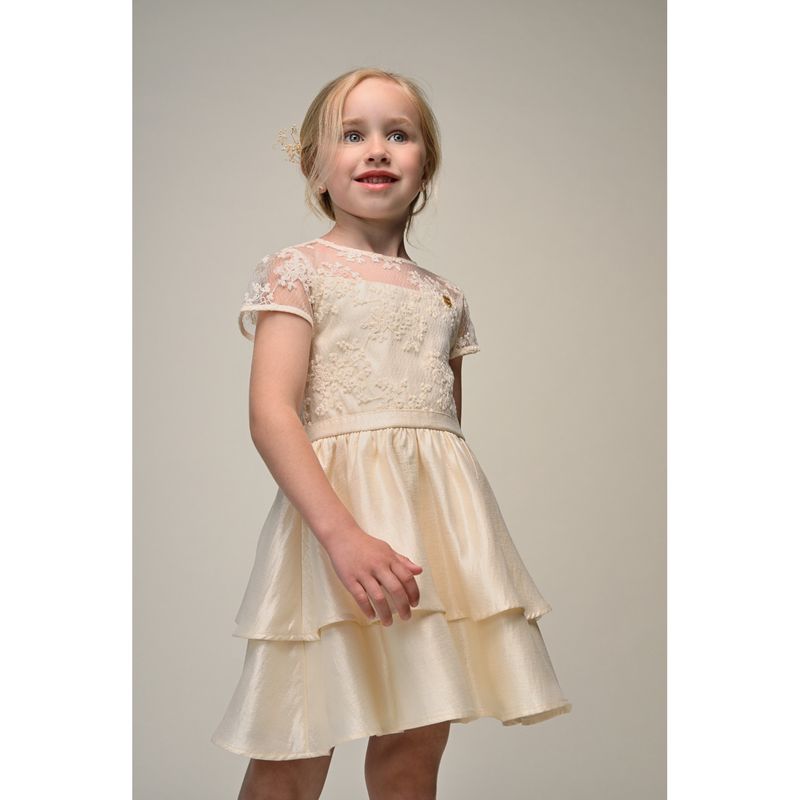 CREAM DRESS LACE TOP LAYERED SKIRT / C511-5830-403