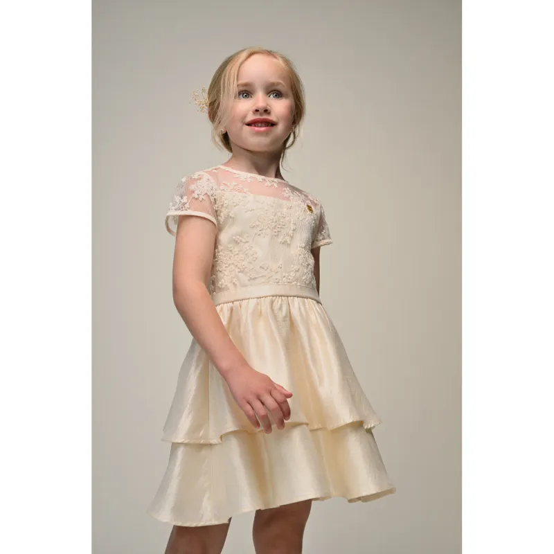 CREAM DRESS LACE TOP LAYERED SKIRT / C511-5830-403
