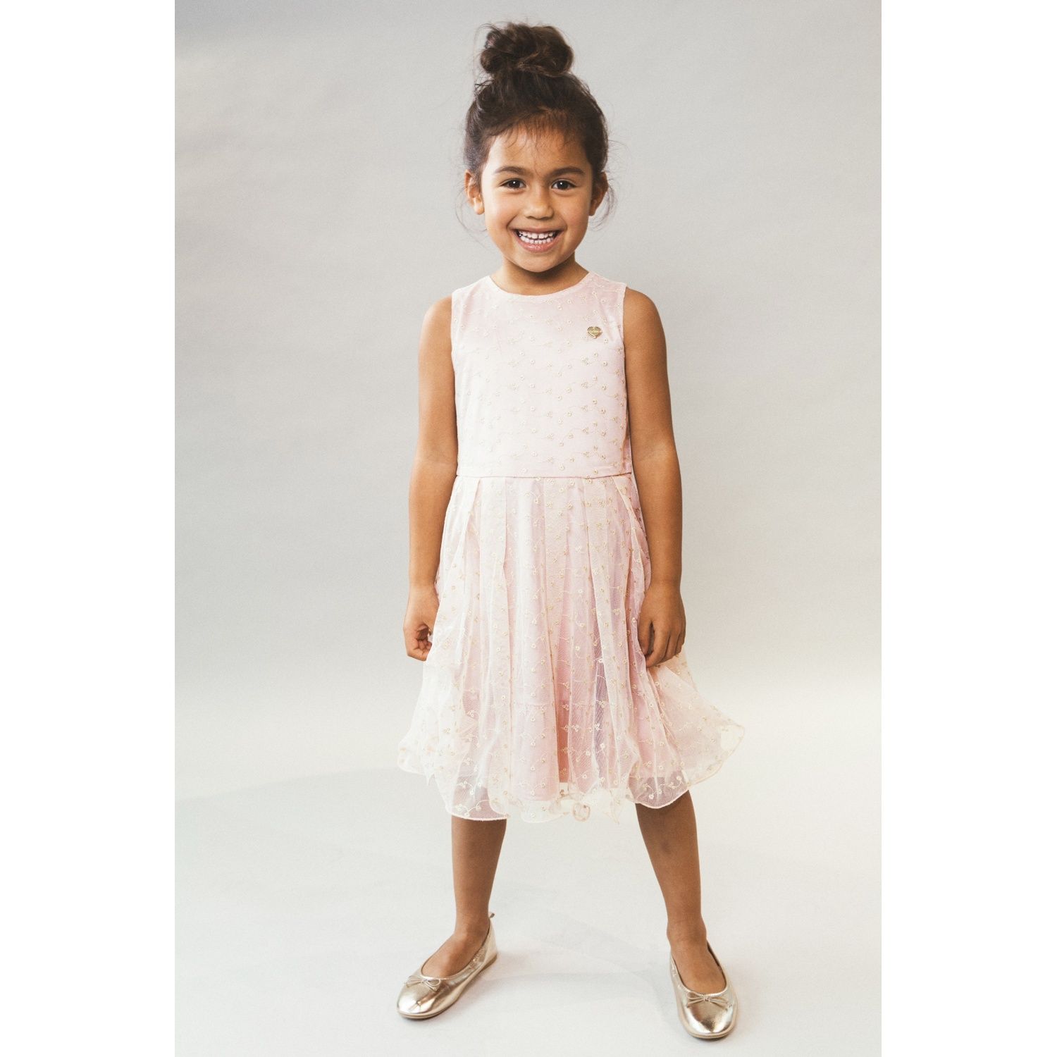 PINK DRESS CREAM EMBMROIDERED TULLE OPEN BACK / C511-5815-228